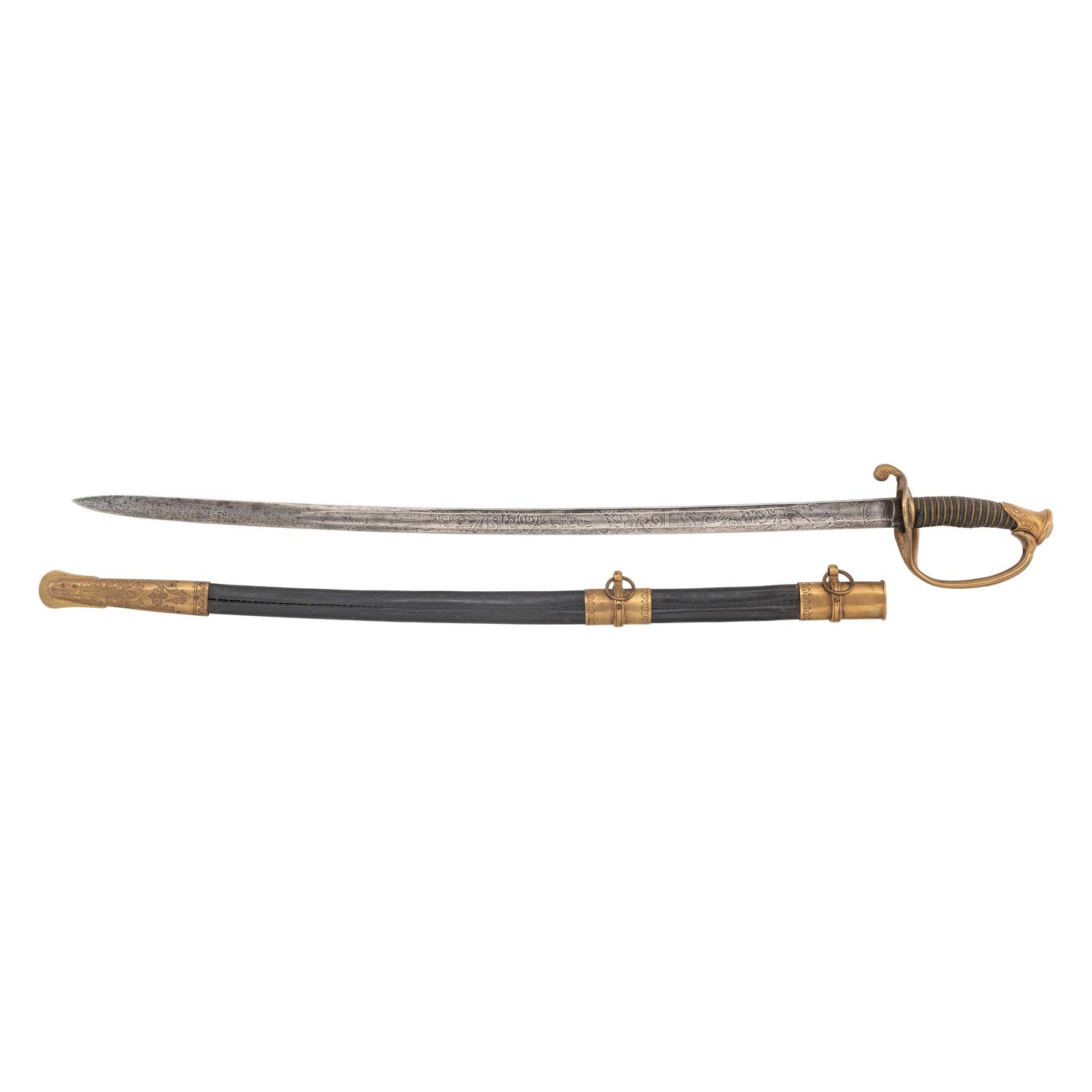Hortsmann Retailed Import Model 1850 Staff and Field Officer's Sword Presented to Capt. Ira Ayer - 116th NY Infantry