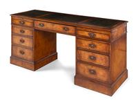 A George III Style Walnut Pedestal Desk