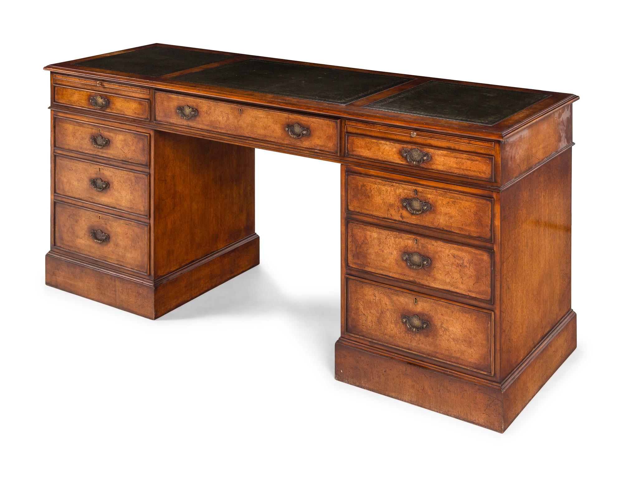 A George III Style Walnut Pedestal Desk