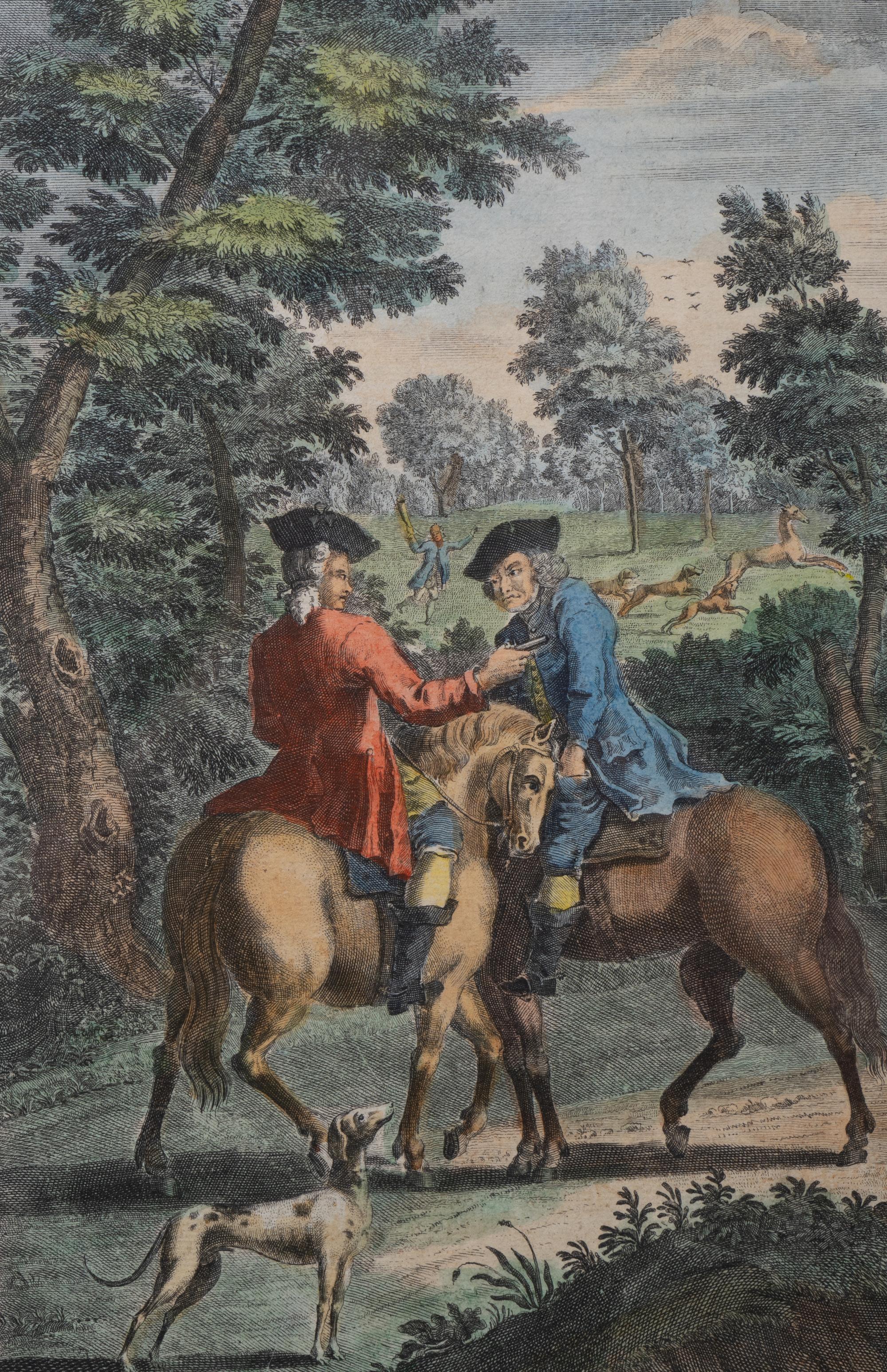 A Set of Five English Handcolored Steel Engravings — 18TH CENTURY
