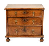 A Miniature Burl Walnut William and Mary Chest