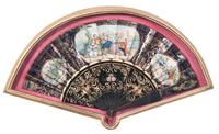 A Group of Three French Painted Paper Fans Width of first 19 inches. — 20TH CENTURY
