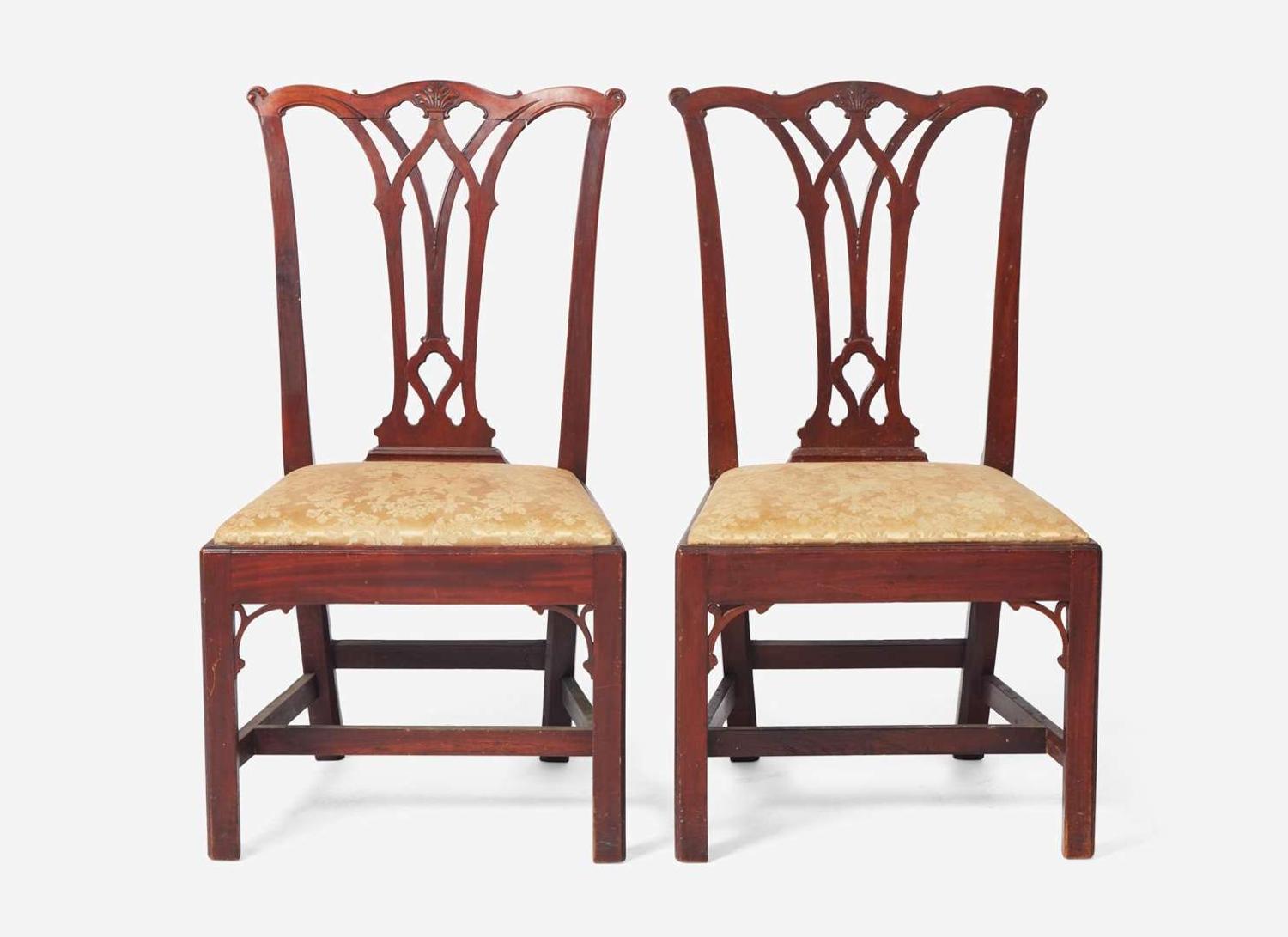 A pair of Chippendale carved mahogany side chairs, Philadelphia, PA, circa 1770