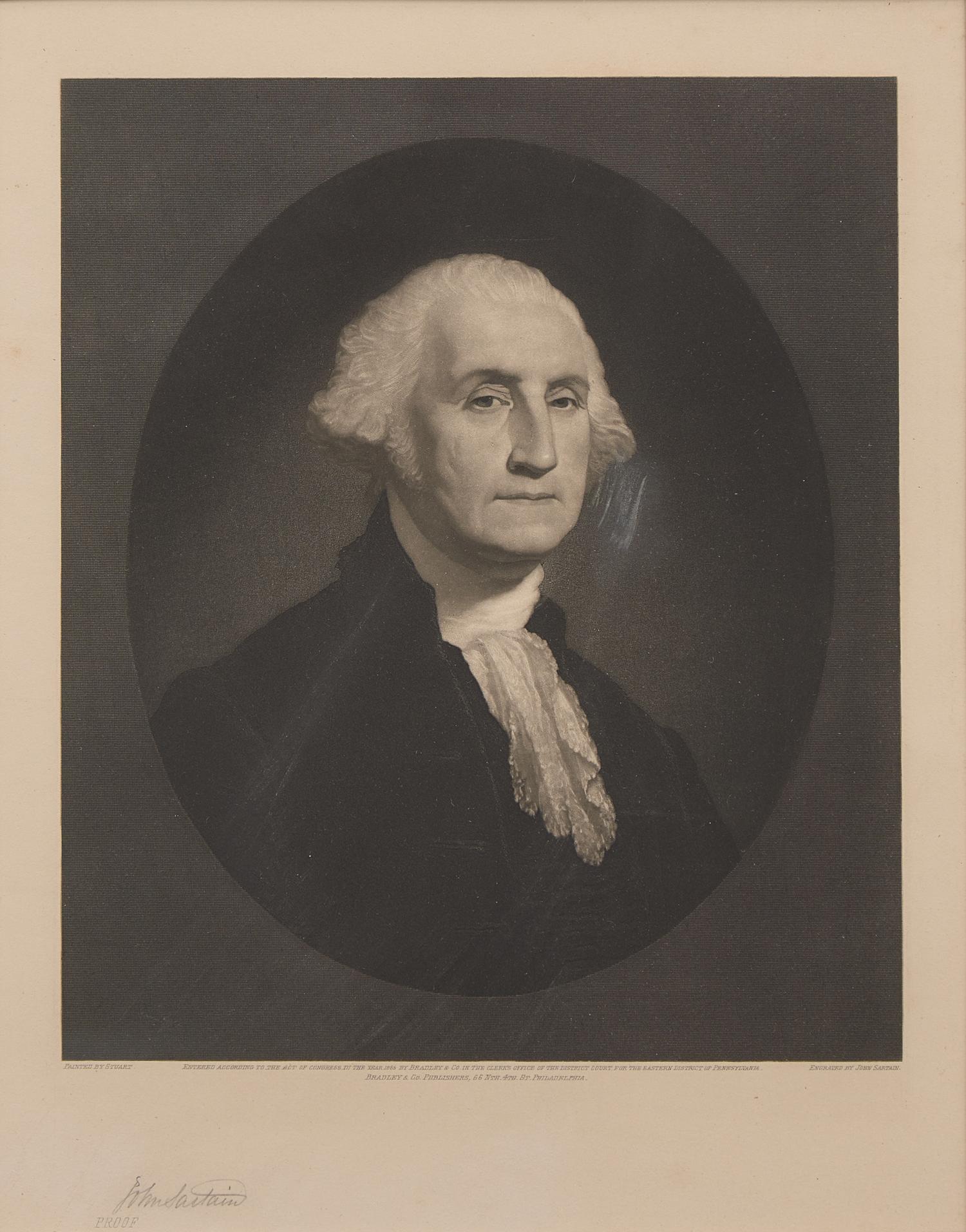 [Presidential] Sartain, John. Dual Signed Engraved Proof Portraits of George and Martha Washington