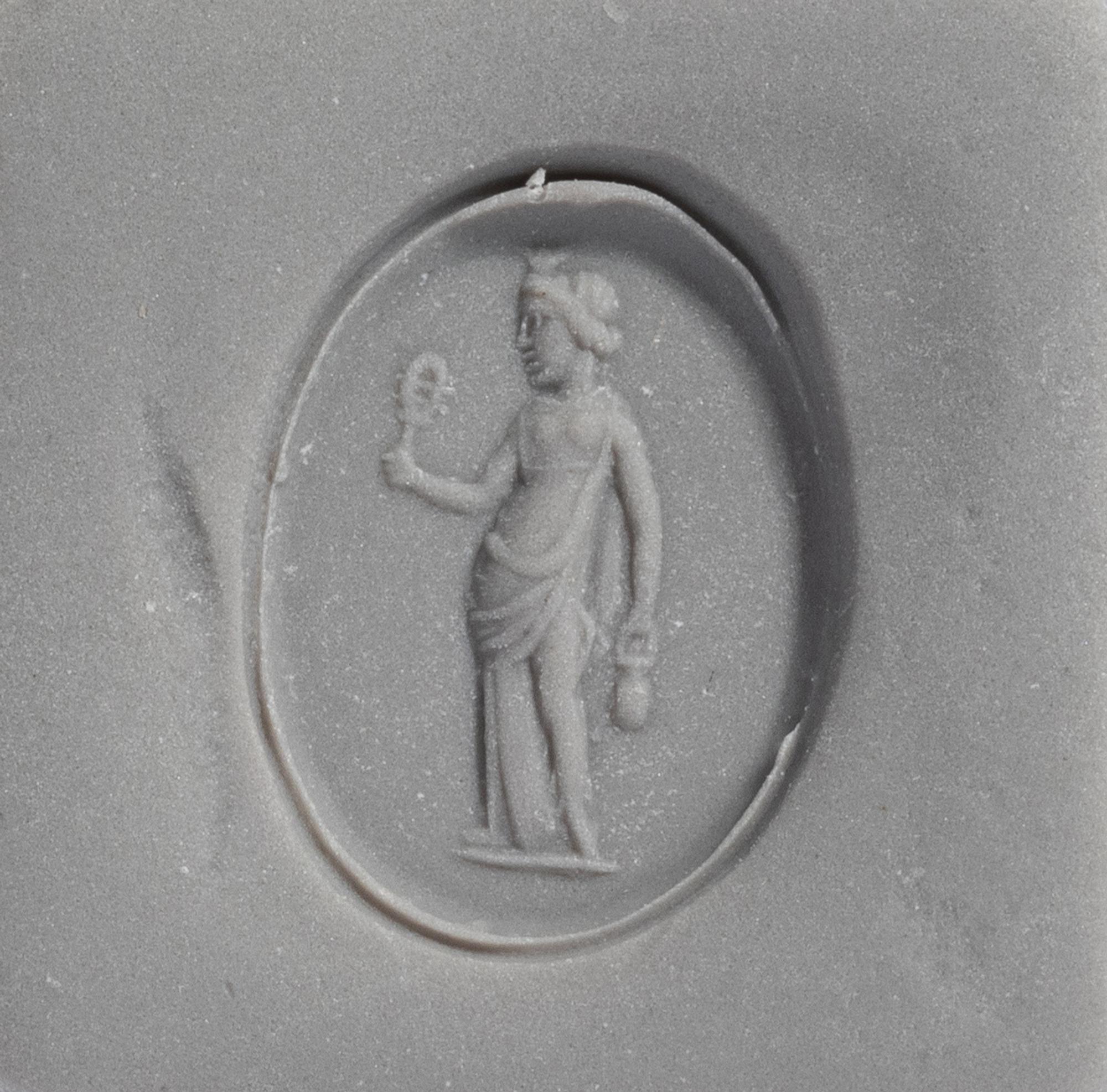 A Roman Carnelian Ring Stone with the Goddess Ceres — Set in a gold stickpin