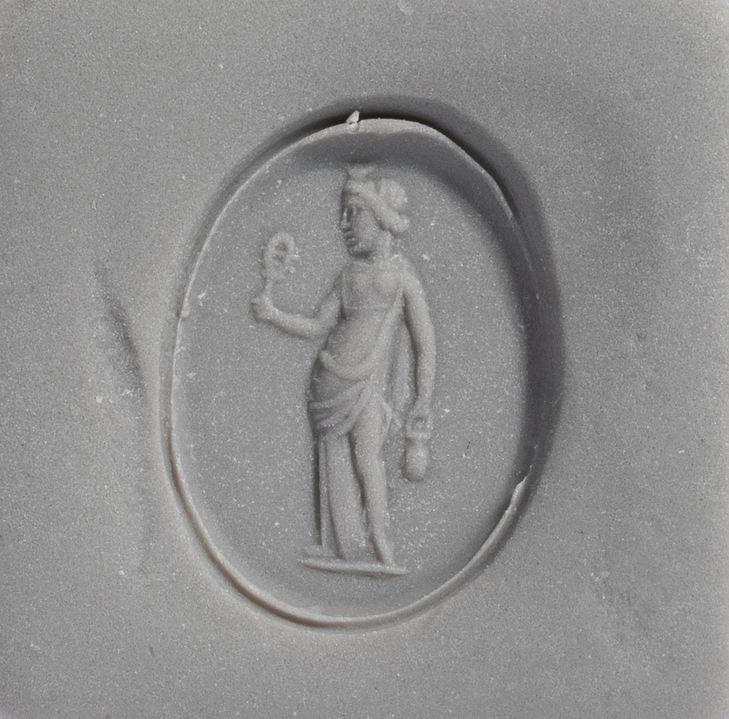 A Roman Carnelian Ring Stone with the Goddess Ceres — Set in a gold stickpin