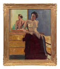 Untitled (Draped Nude in Front of Mirror)