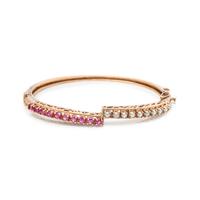 RUBY AND CULTURED PEARL BANGLE BRACELET