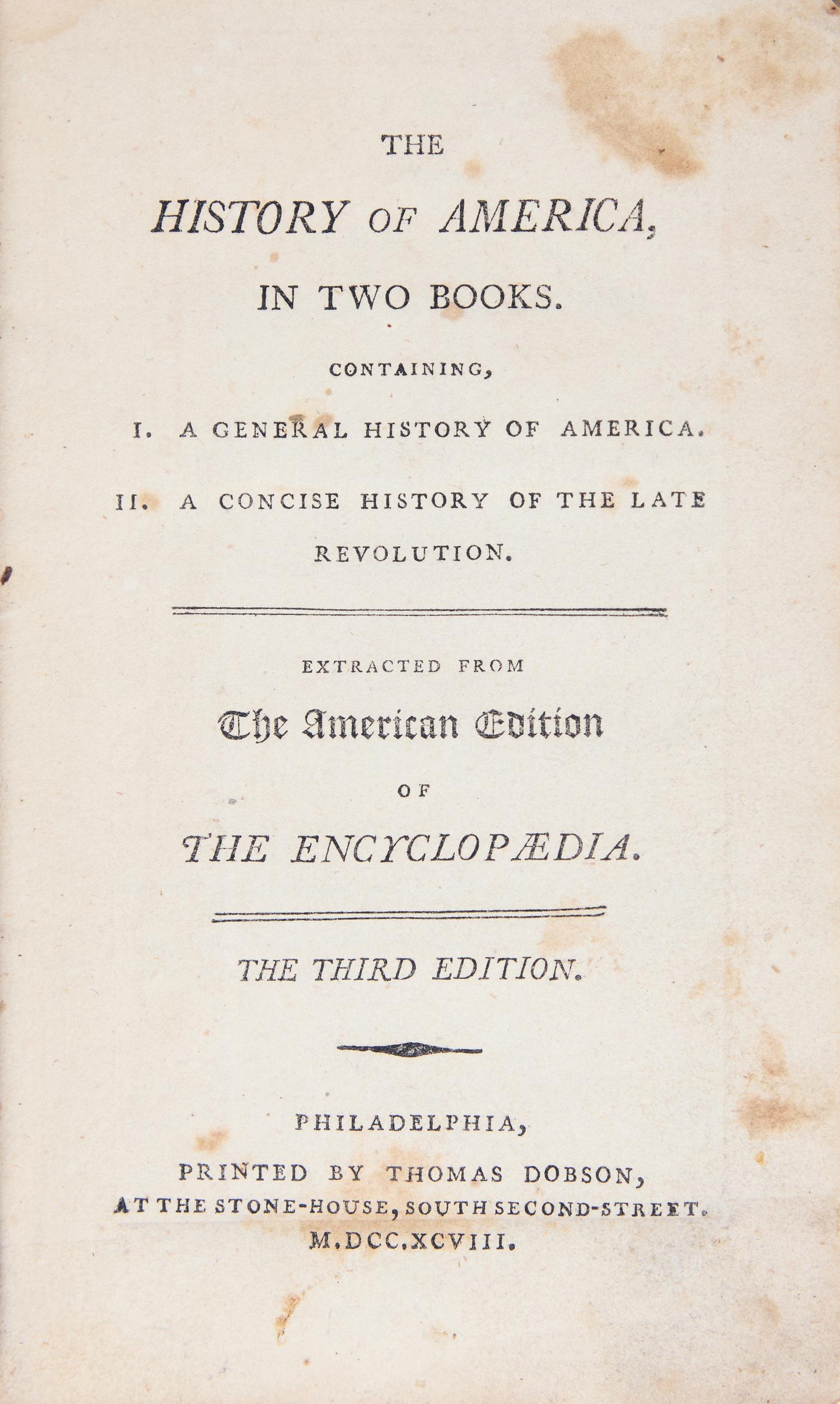 [Americana] (Morse, Jedidiah). The History of America, in Two Books...