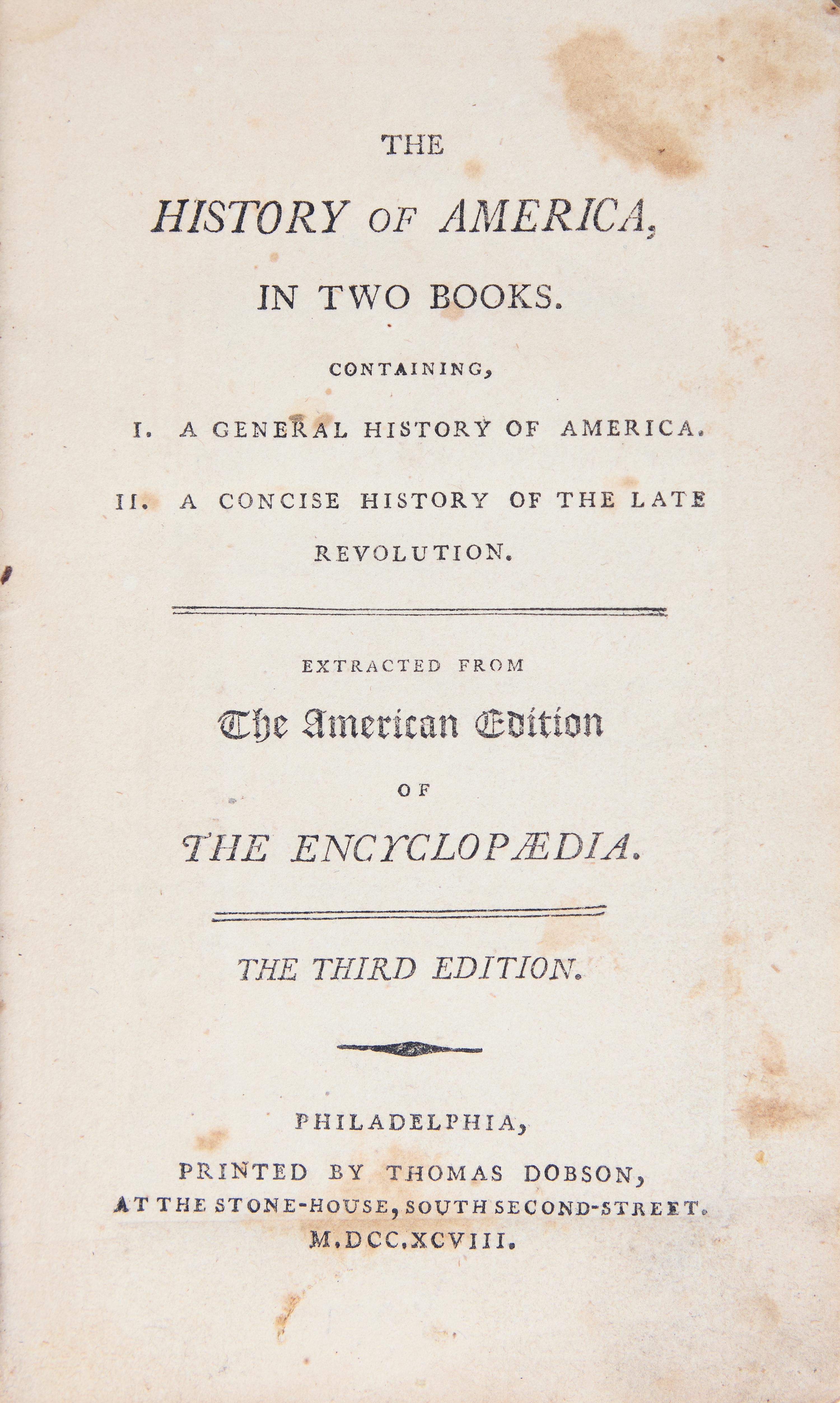 [Americana] (Morse, Jedidiah). The History of America, in Two Books...