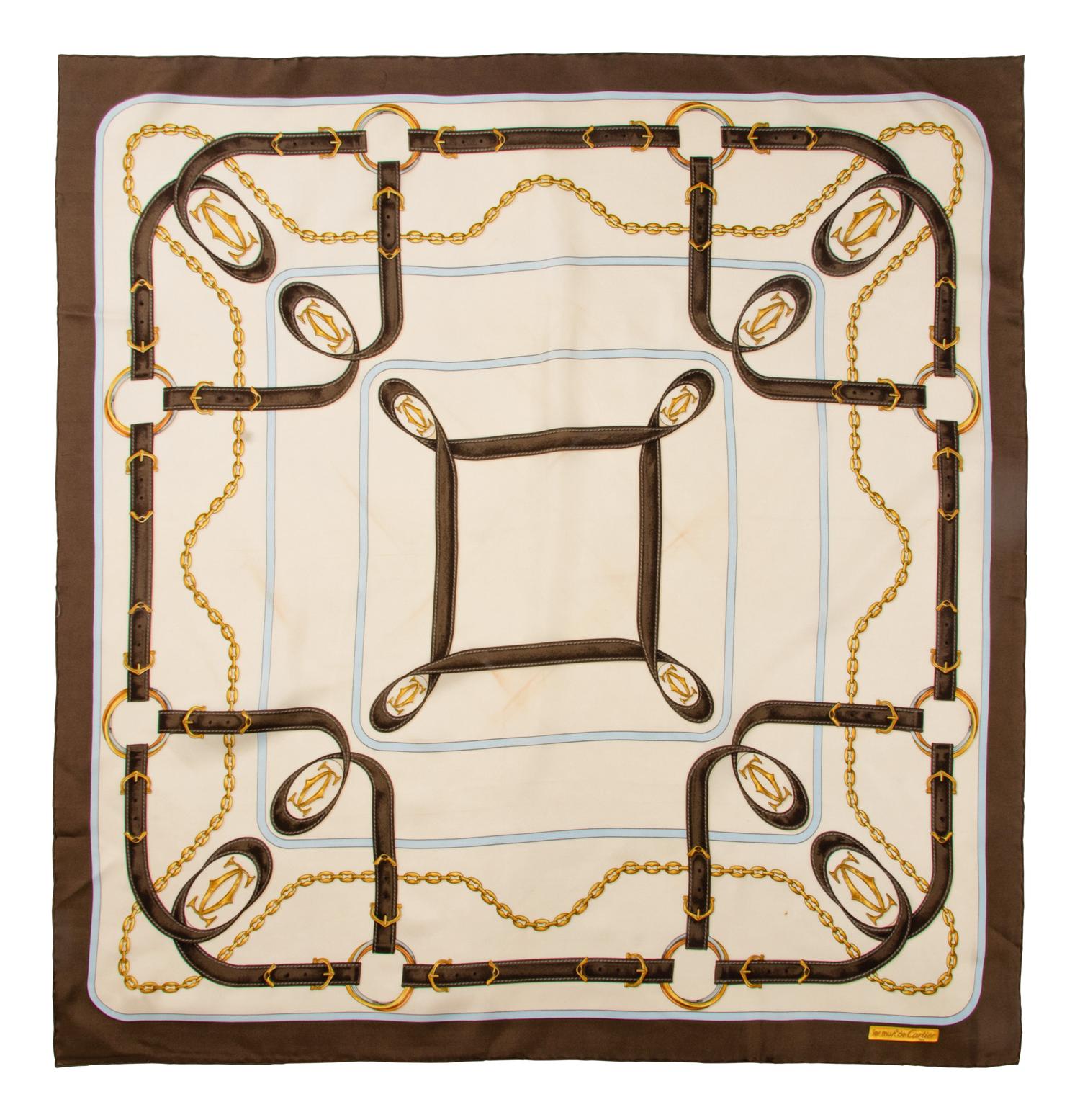 Collection of Six Designer Scarves; Two Hermes, Two YSL, One Dior, One Cartier