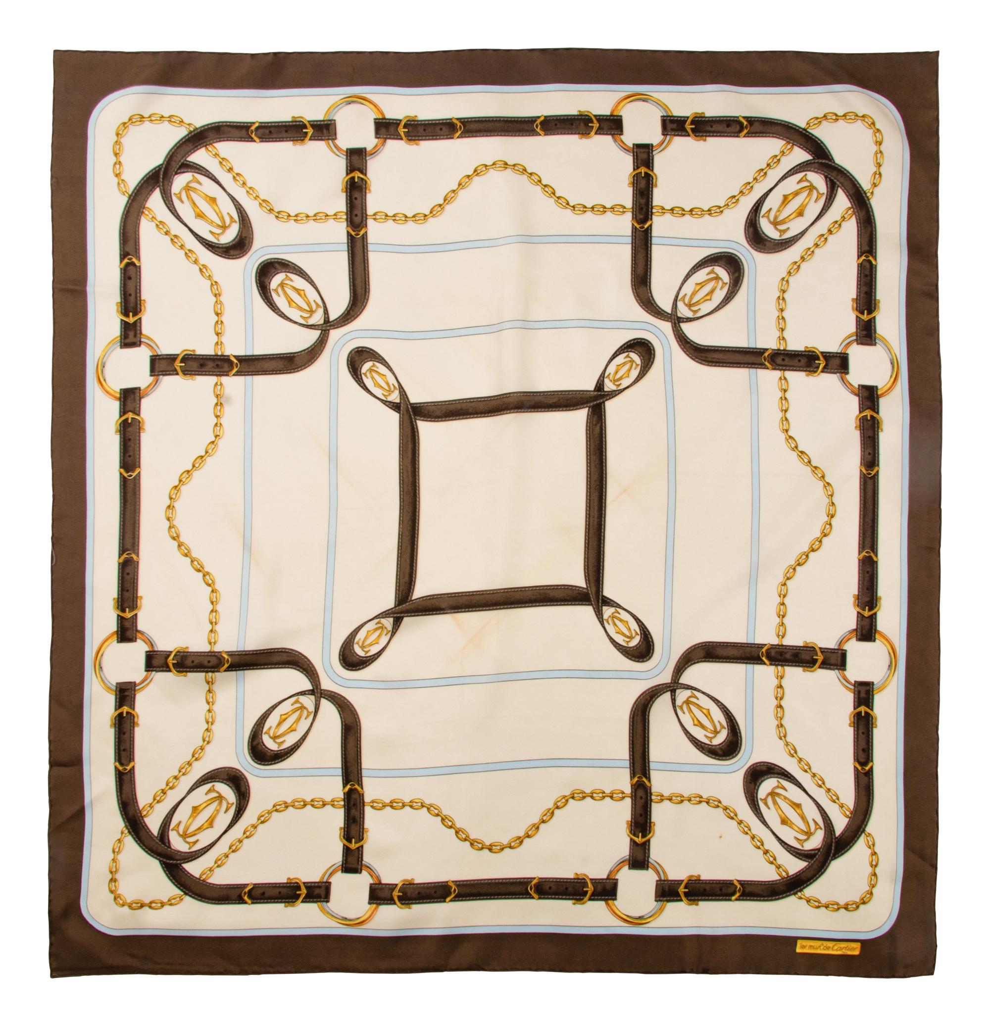 Collection of Six Designer Scarves; Two Hermes, Two YSL, One Dior, One Cartier