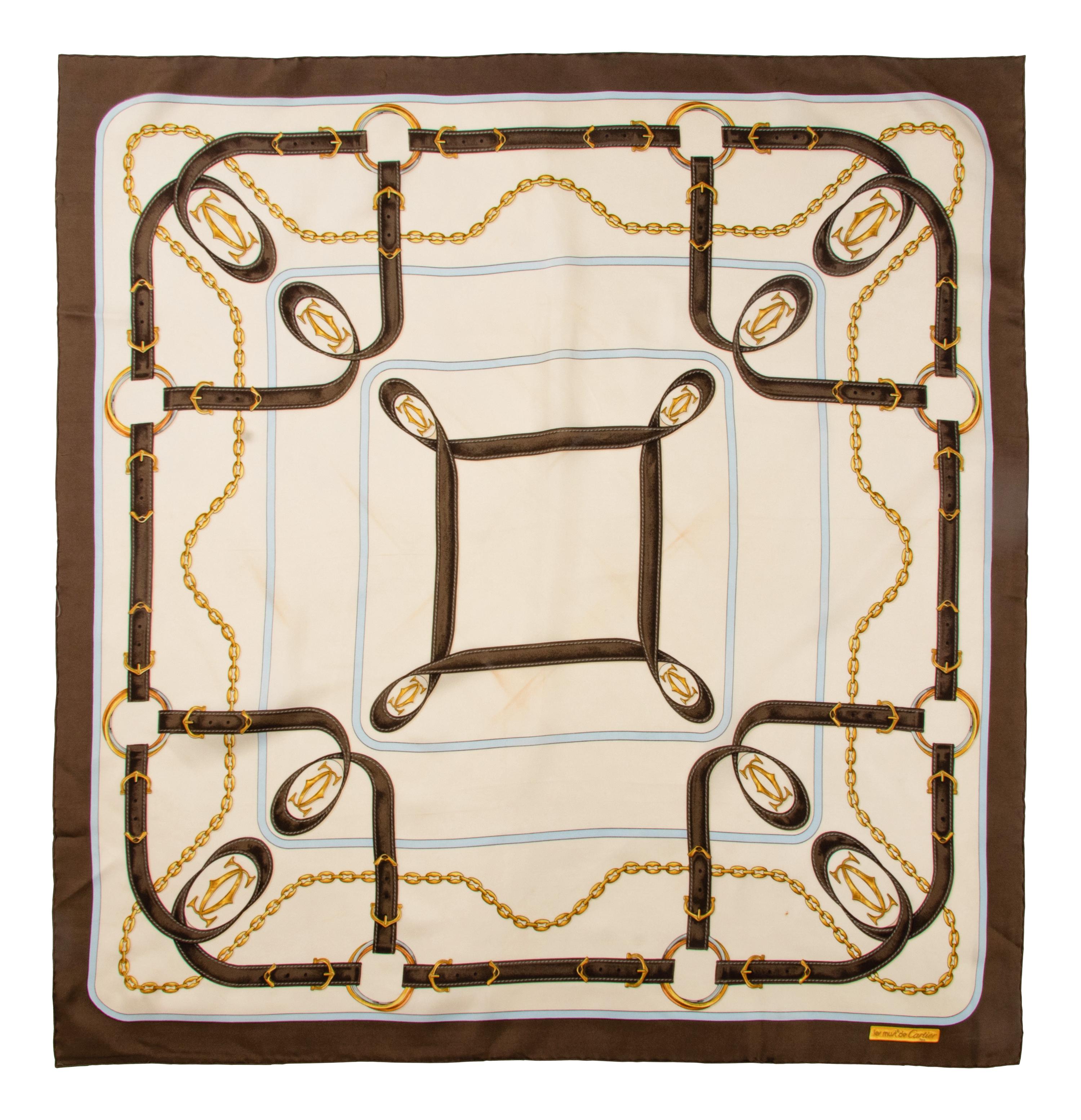 Collection of Six Designer Scarves; Two Hermes, Two YSL, One Dior, One Cartier