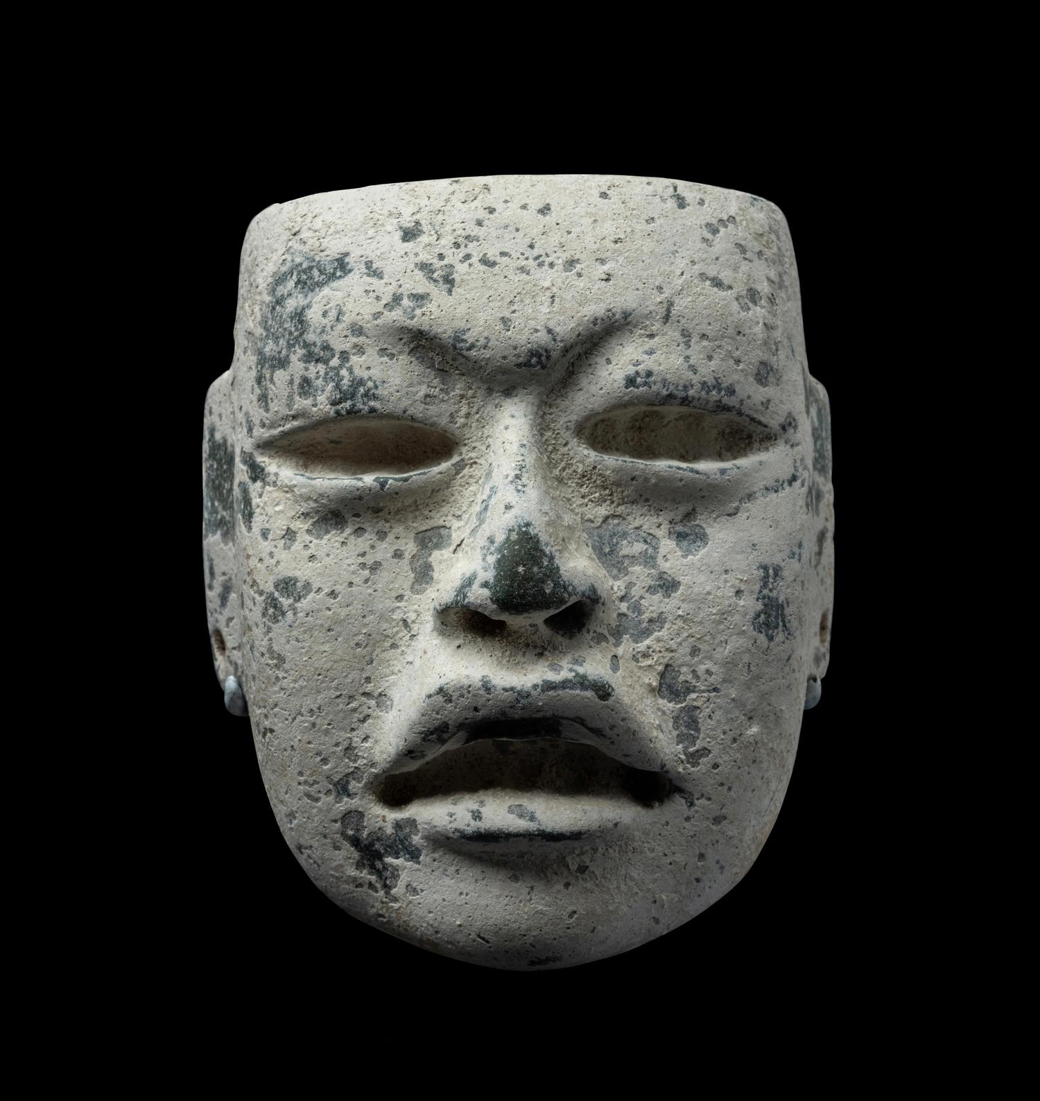 An Olmec Jade and Stucco Mask