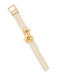 VAN CLEEF & ARPELS, PATENT LEATHER, YELLOW GOLD AND DIAMOND 'FRIVOLE' BRACELET