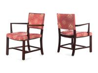 A Set of Eight Dessin Fournir Dining Chairs with Fortuny Upholstery