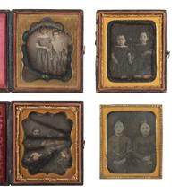[EARLY PHOTOGRAPHY]. 33 sixth plate and quarter plate daguerreotypes of siblings in pairs & trios.