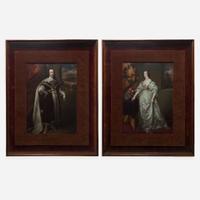 Henry-Pierce Bone (British, 1779-1855) Pair of Portraits of Charles I and his wife Henrietta Maria of England (after Anthony van Dyck)