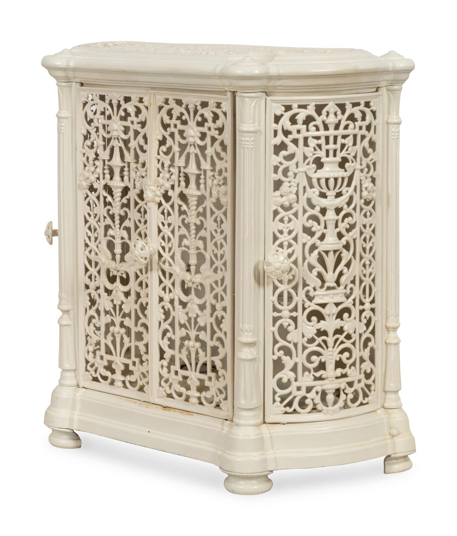 A White-Painted Cast Iron Cabinet