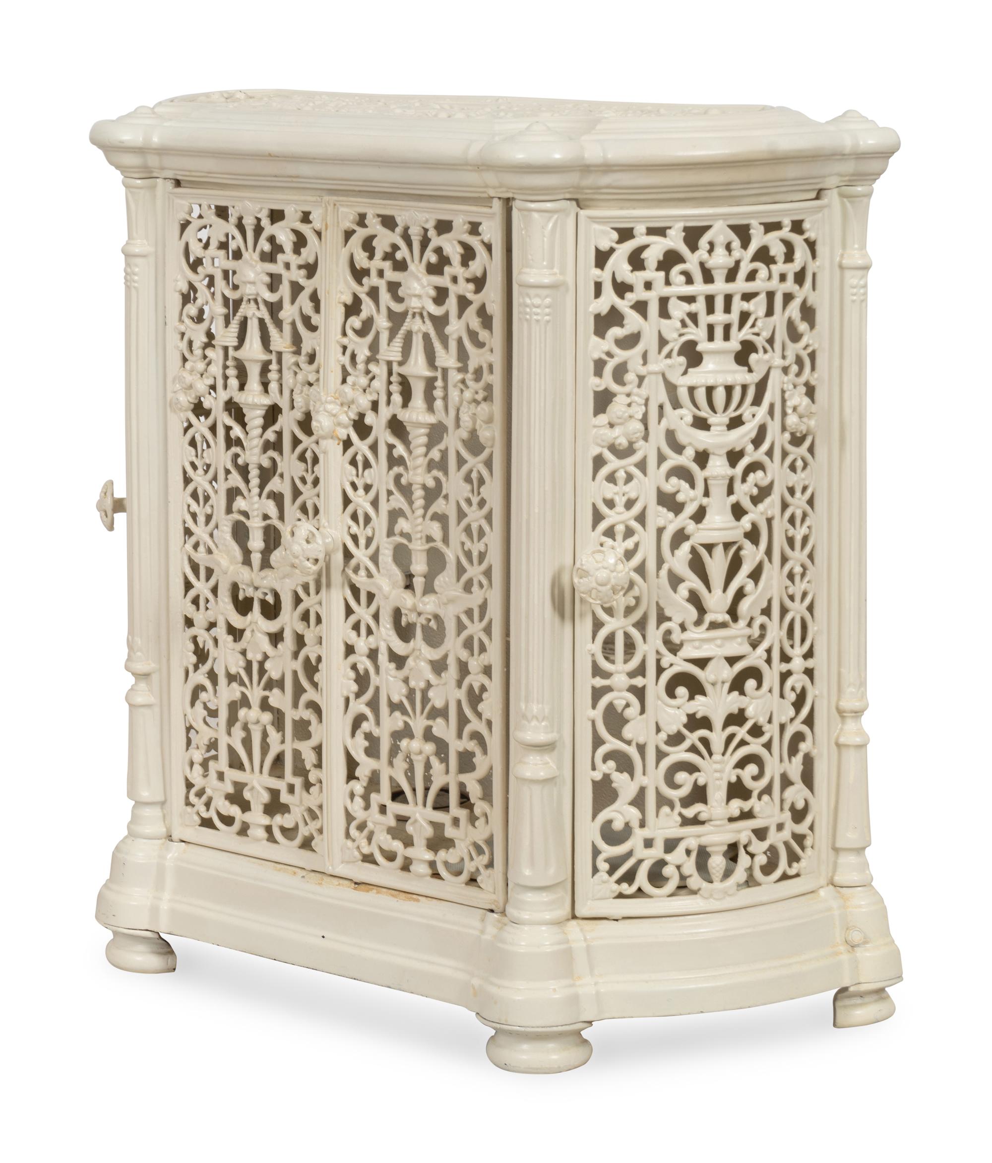 A White-Painted Cast Iron Cabinet