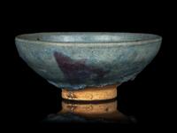 A Large Chinese Junyao Purple Splashed Blue Glazed Stoneware Bowl