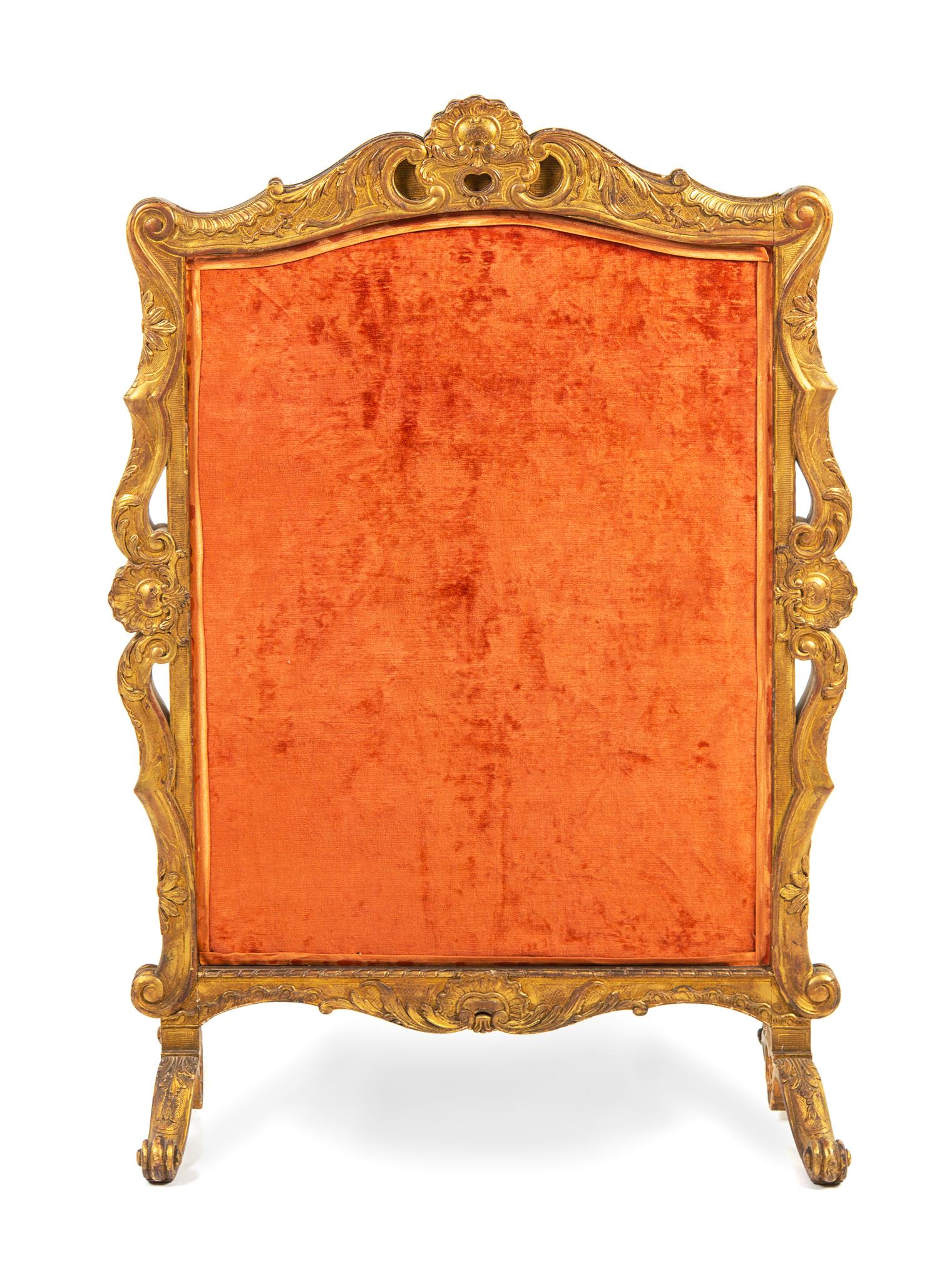 A Louis XV Style Needlepoint and Petit Point Inset Giltwood Screen Height 43 3/8 x width 30 1/2 inches. — 19TH CENTURY