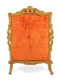 A Louis XV Style Needlepoint and Petit Point Inset Giltwood Screen Height 43 3/8 x width 30 1/2 inches. — 19TH CENTURY
