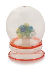 A Flower Bouquet Globe Form Blown Glass Paperweight