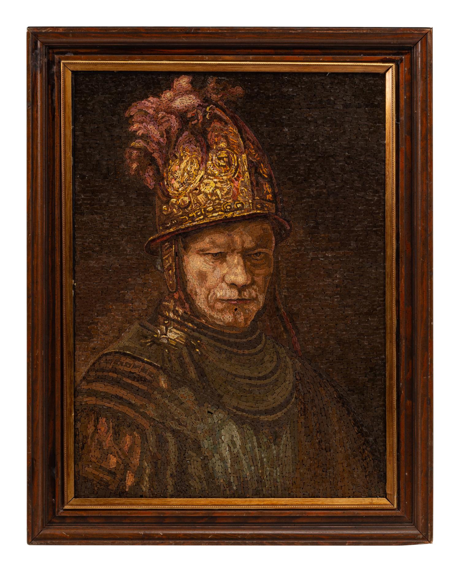 An Italian Micromosaic Plaque After Rembrandt