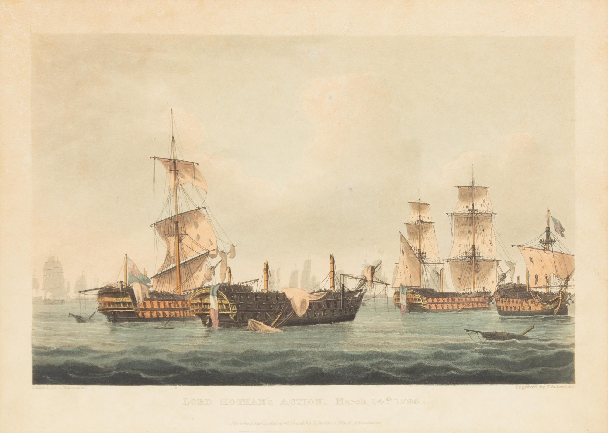 A Set of Twenty-One English Hand-Colored Maritime Engravings
