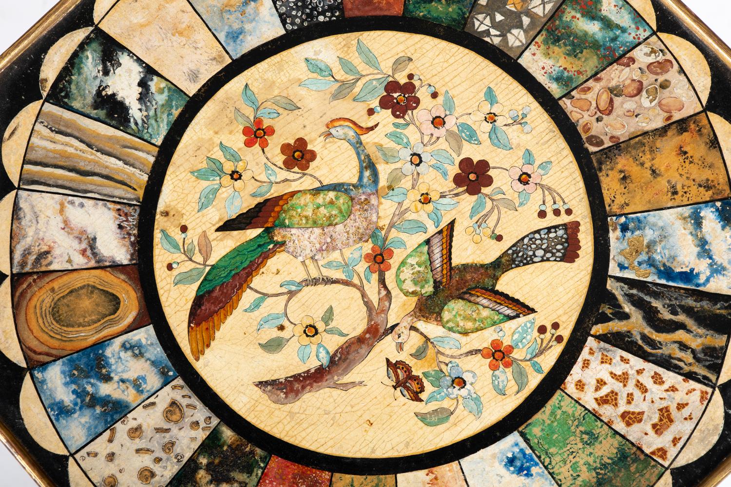 A George III Polychrome Painted and Parcel-Gilt Side Table