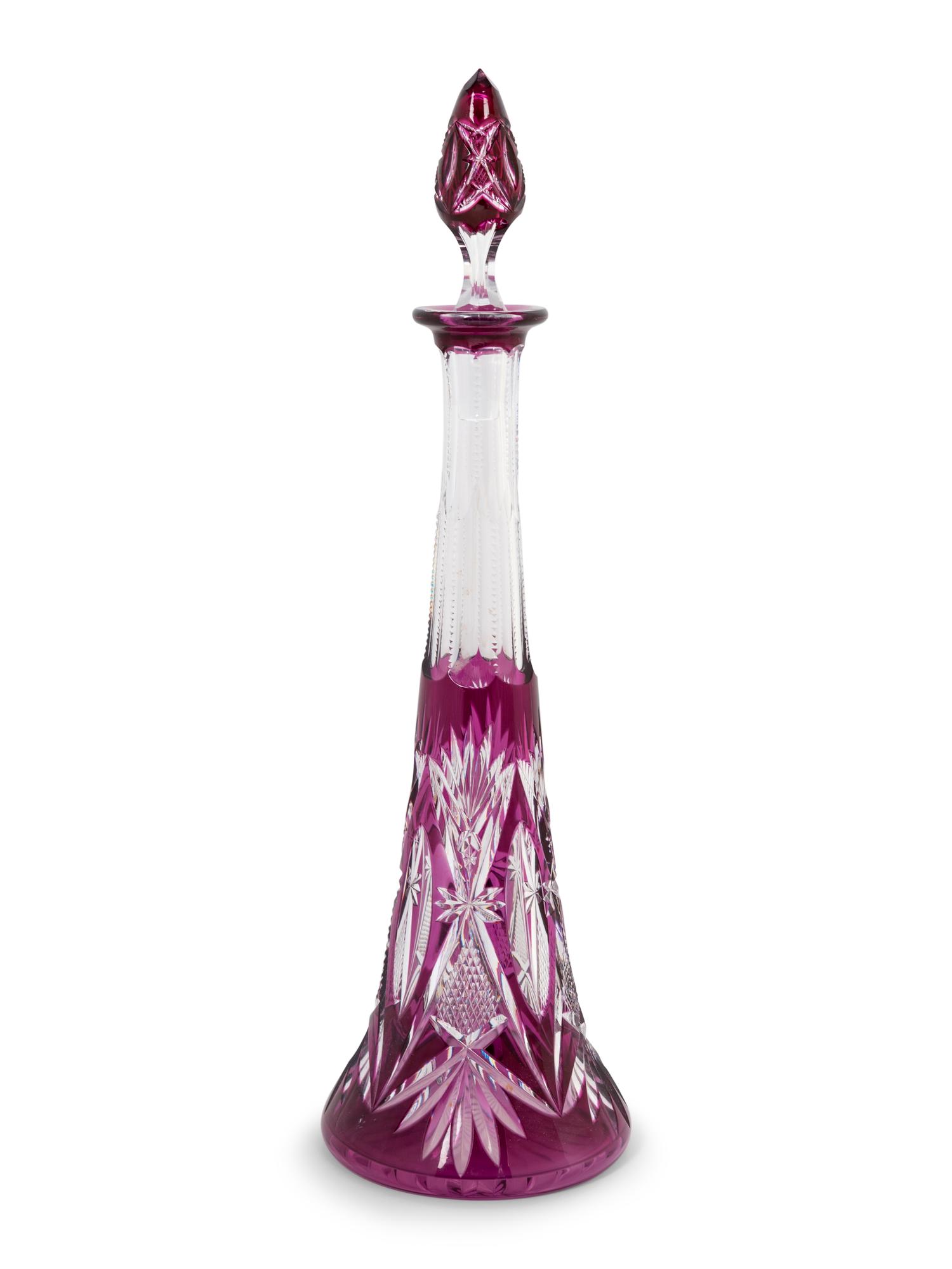 Two Cut-to-Clear Glass Decanters