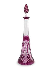 Two Cut-to-Clear Glass Decanters