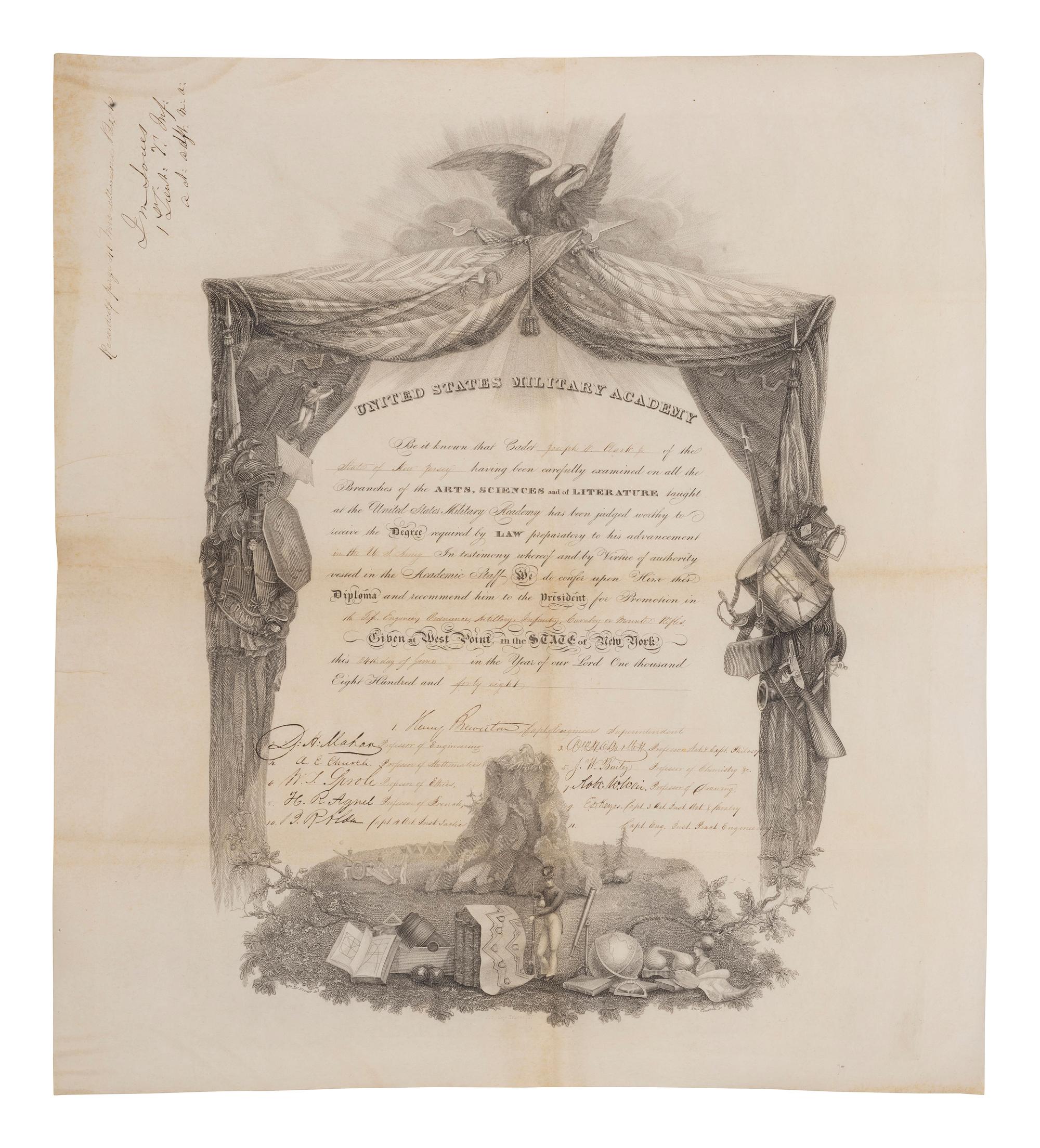[WESTERN AMERICANA -- CIVIL WAR -- LINCOLN]. Papers of Captain Joseph Claypoole Clark, 4th US Light Artillery, Battery E, WIA Antietam, including frontier and Civil War correspondence, photography, and appointment signed by Lincoln as President.