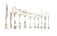 An American Sterling Silver Flatware Service, Reed and Barton, Largest 10 5/8 inches.