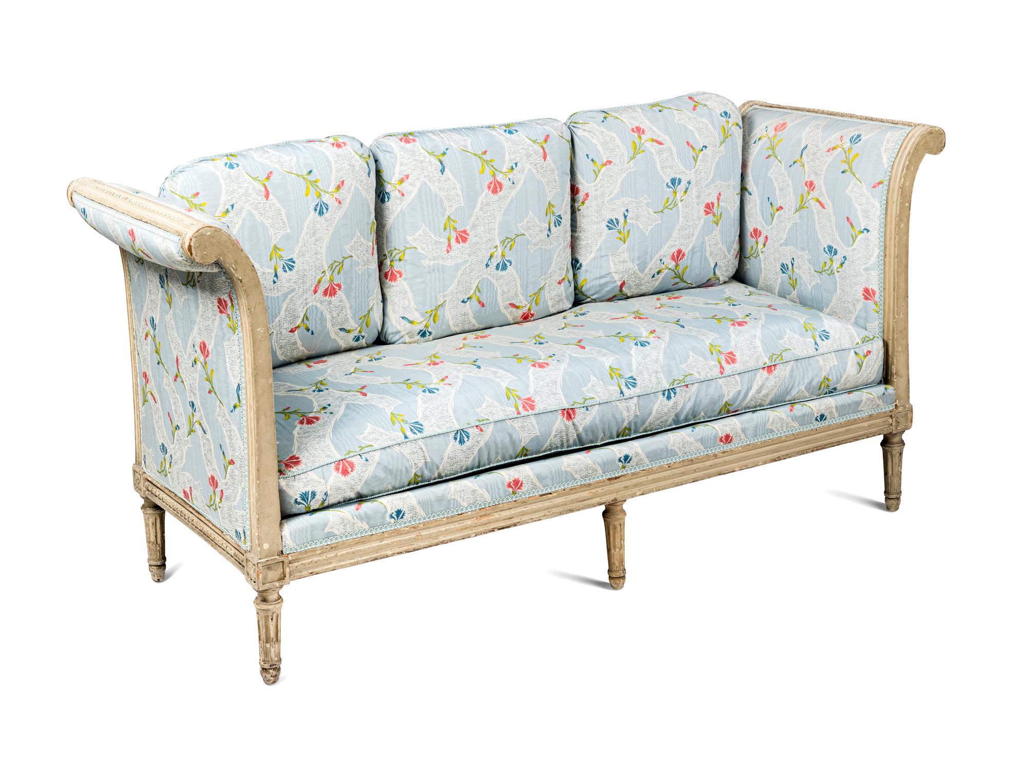 A Louis XVI Cream-Painted Lit du Jour