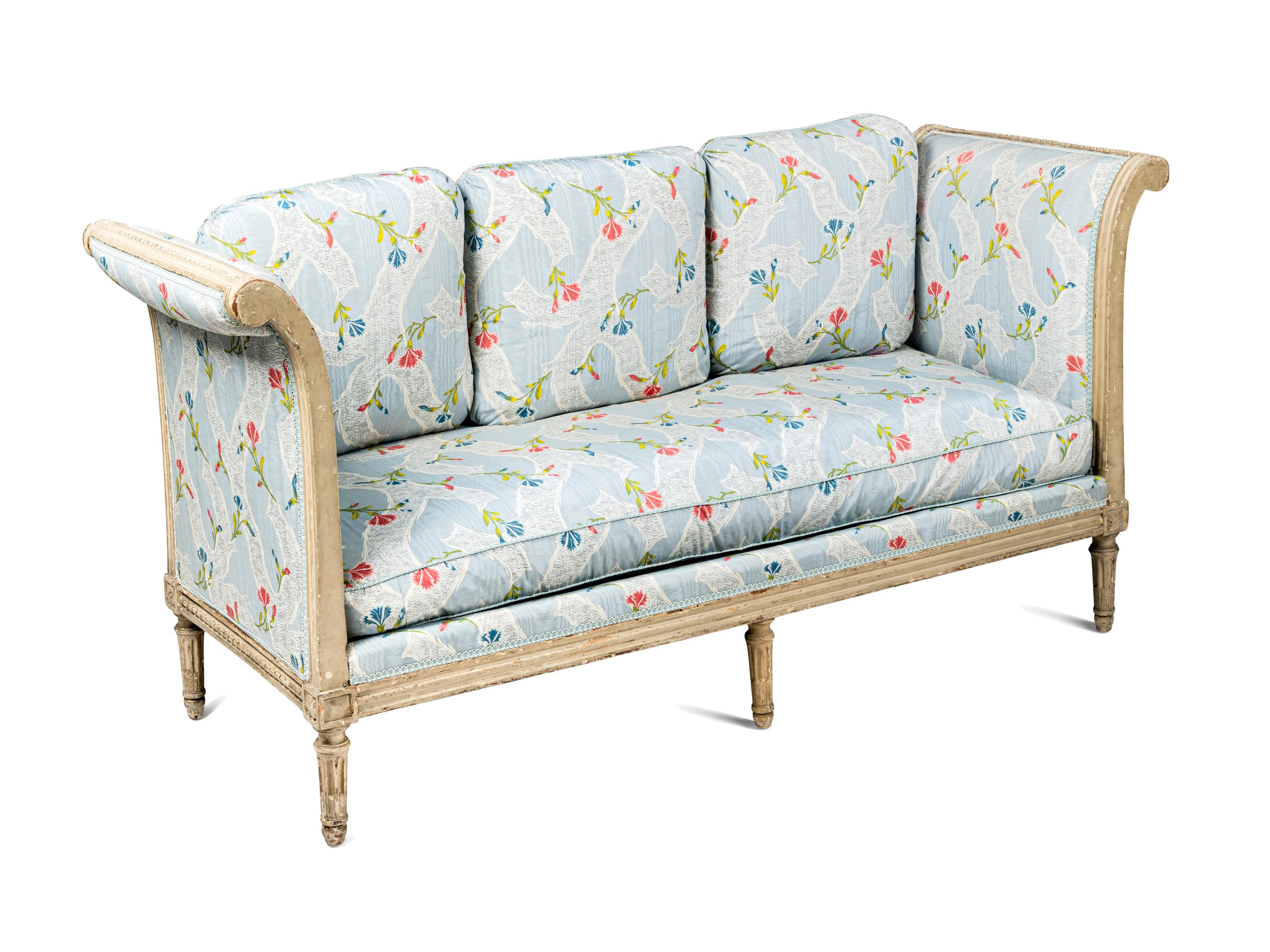 A Louis XVI Cream-Painted Lit du Jour