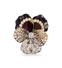 Victorian, Diamond and Polychrome Enamel Pansy Brooch
