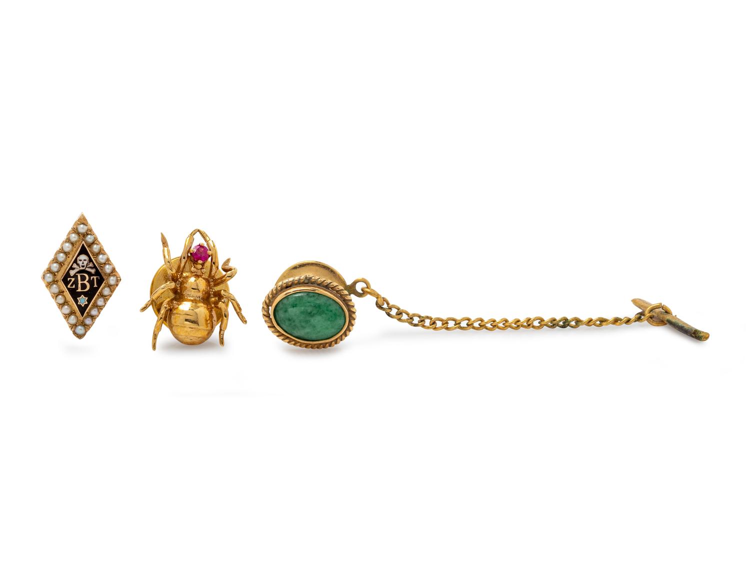 A Collection of Yellow Gold Pins,