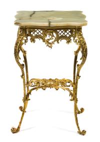 A Victorian Gilt Metal and Onyx Occasional Table, Height 30 x width 19 1/4 x depth 19 1/4 inches.