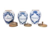 Three Delft Blue and White Tobacco Jars