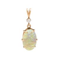 CARVED OPAL AND DIAMOND PENDANT