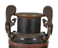 A Pair of Continental Bronze Urns with Rouge Marble Banding — 19TH/20TH CENTURY