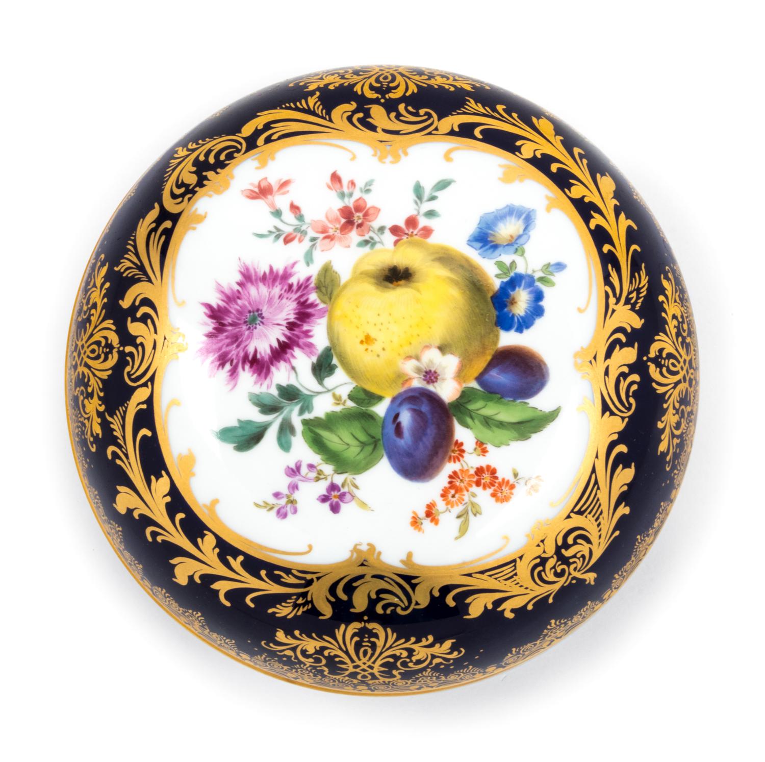 A Meissen Painted and Parcel Gilt Porcelain Circular Box