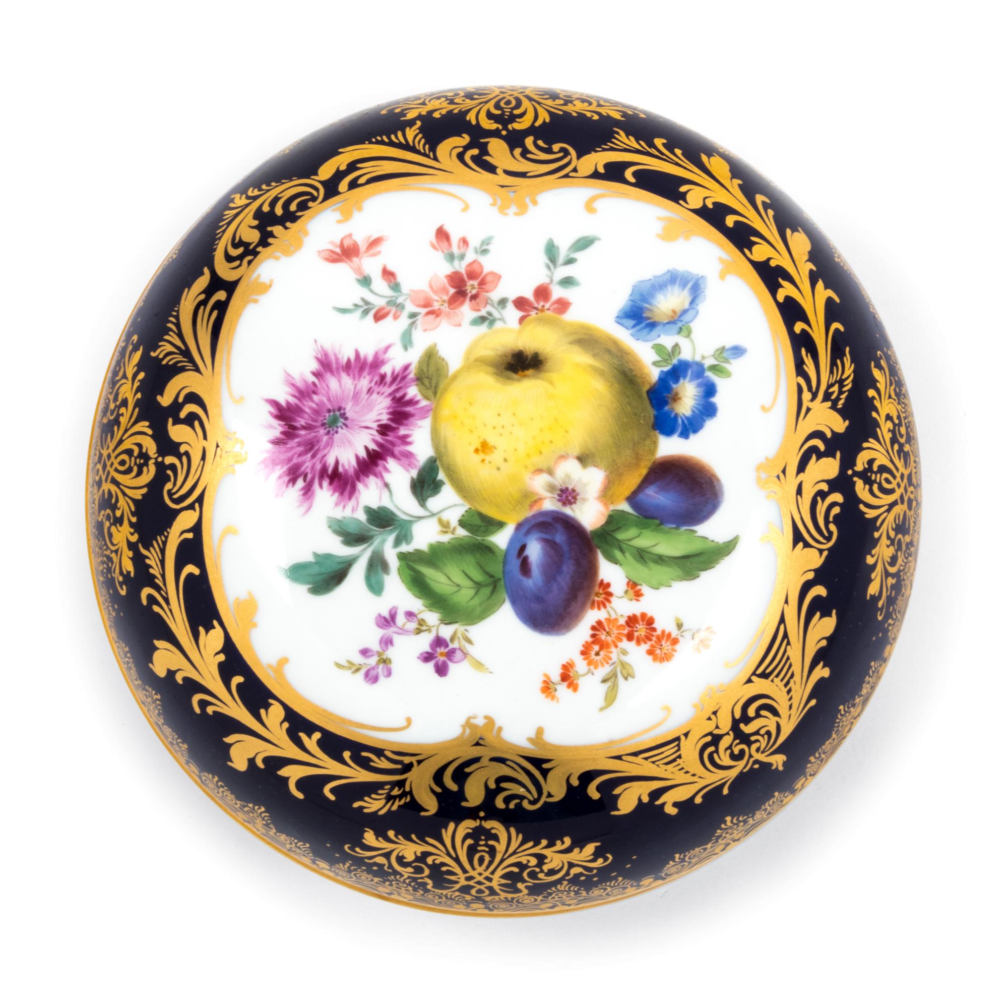 A Meissen Painted and Parcel Gilt Porcelain Circular Box