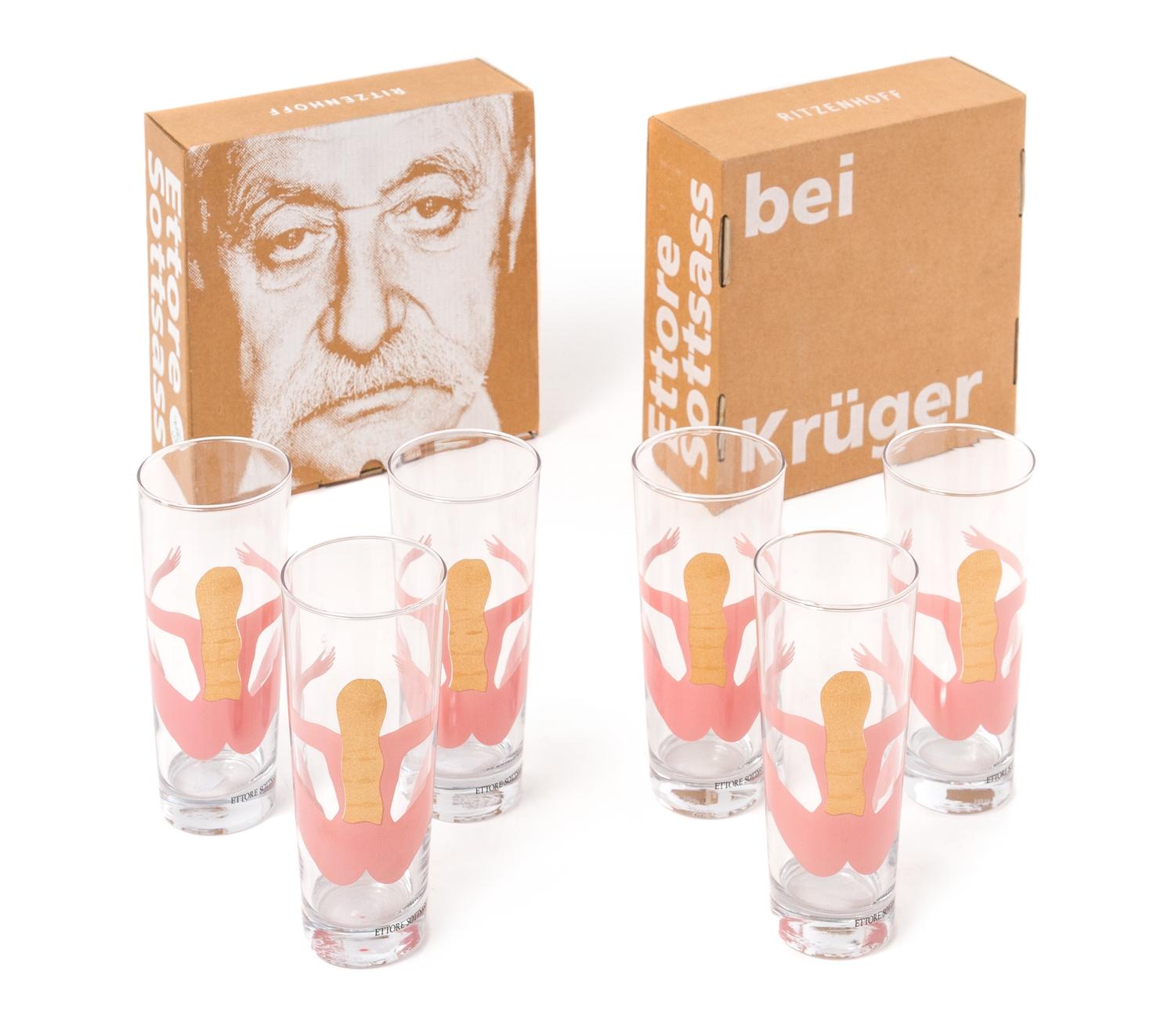 A Set of Italian Glass Tumblers Height 6 inches. — ETTORE SOTTSASS FOR KRUGER, 1995