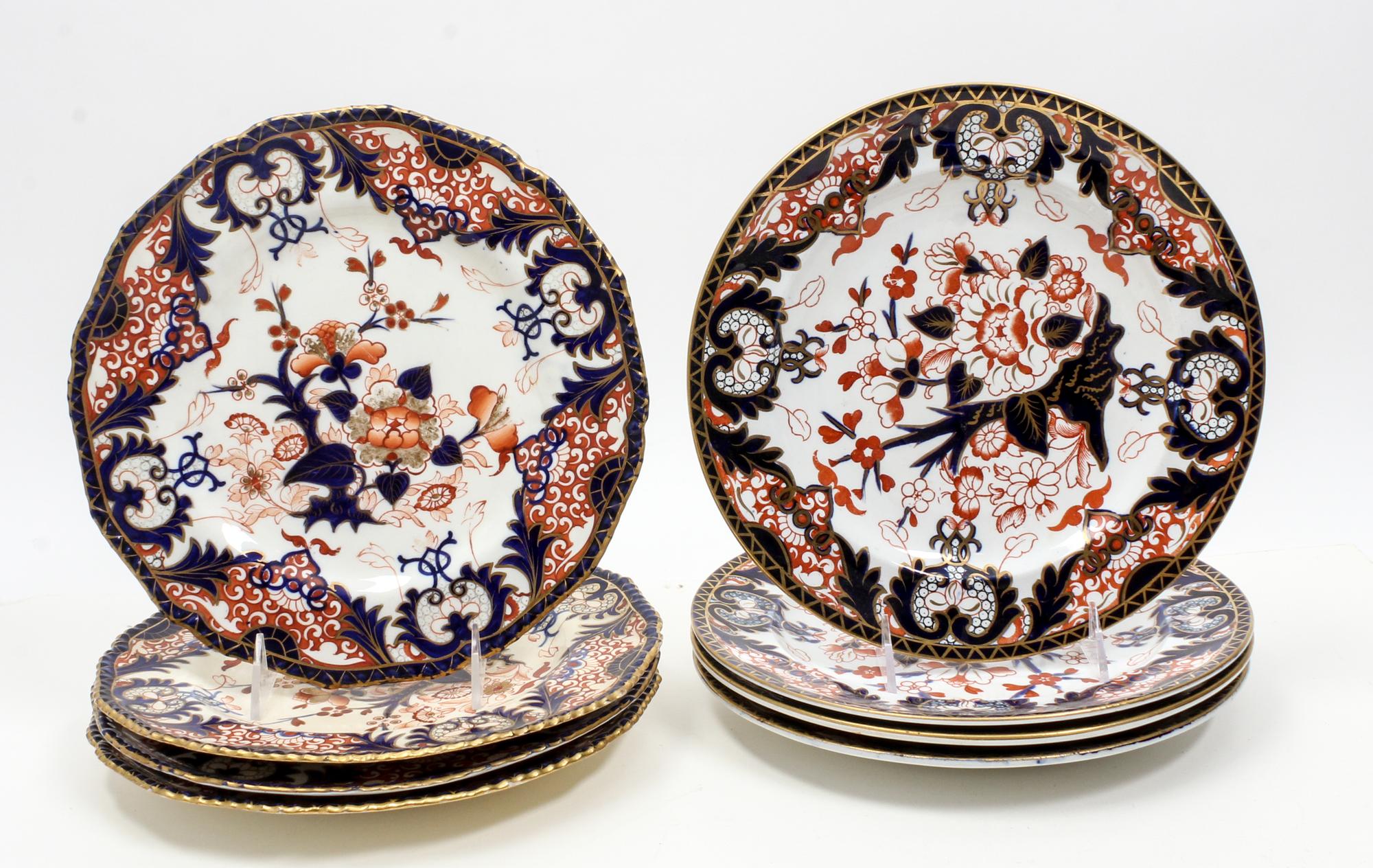 A Collection of Eight Derby Imari Porcelain Plates Diameter 10 1/4 inches. — 19TH CENTURY