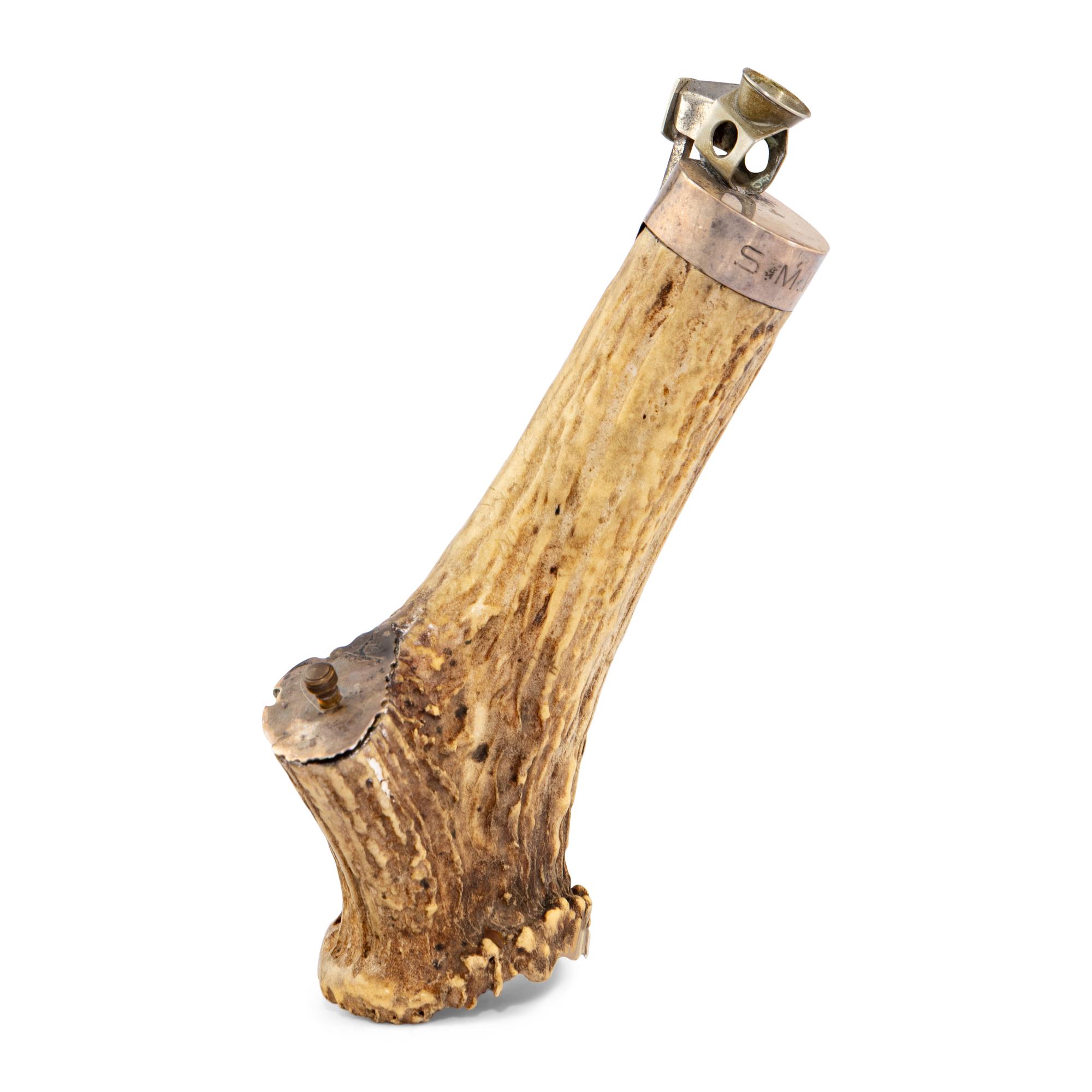 A German Silver Stag Horn Flint Strike and Cigar Cutter