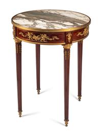 A Louis XVI Style Gilt Bronze Mounted Marble-Top Guéridon