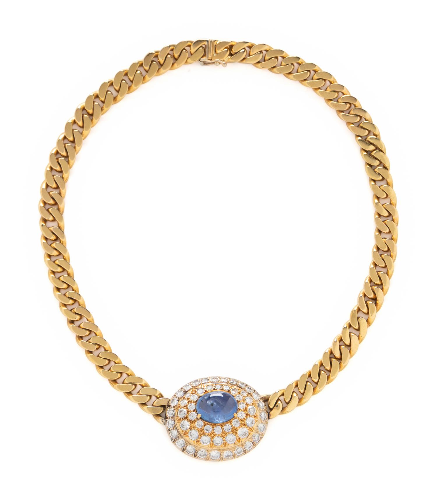 NICOLIS COLA, YELLOW GOLD, SAPPHIRE AND DIAMOND NECKLACE